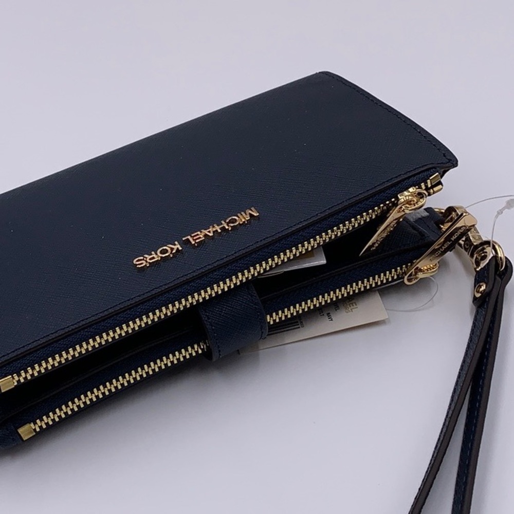 MICHAEL KORS LG DOUBLE ZIP WRISTLET NAVY